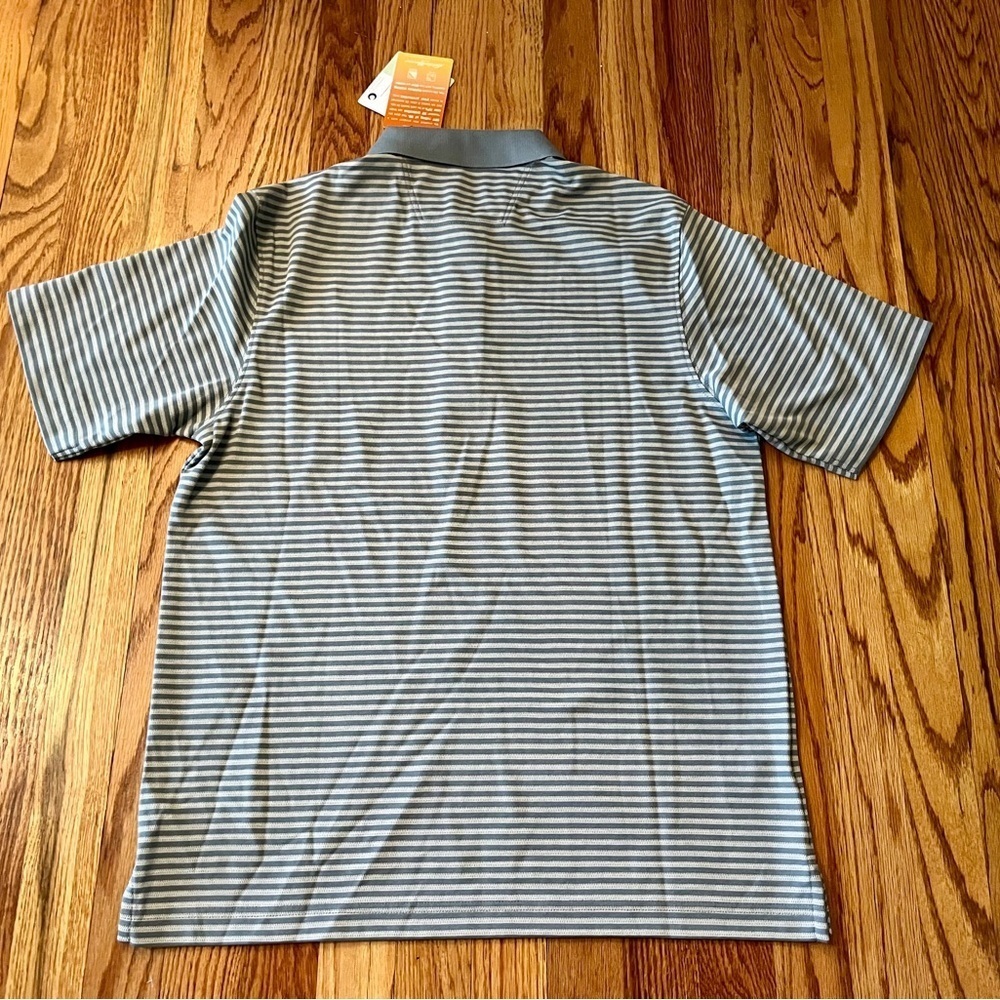 Eddie Bauer NWT Gray Polo Shirt Classic Striped Design - Picture 9 of 9
